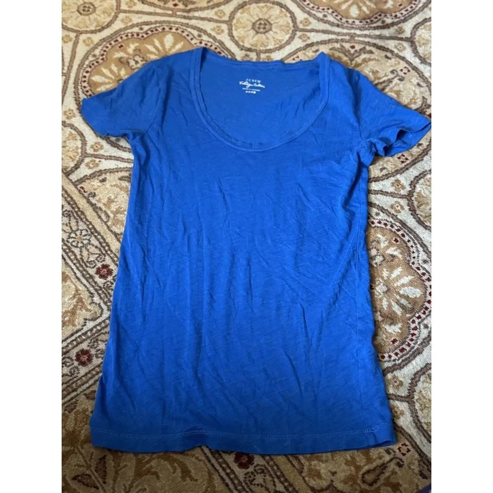 J Crew XXXS Woman  Vintage Cotton Scoop Neck T-shirt Short Sleeve Royal BLUE Top